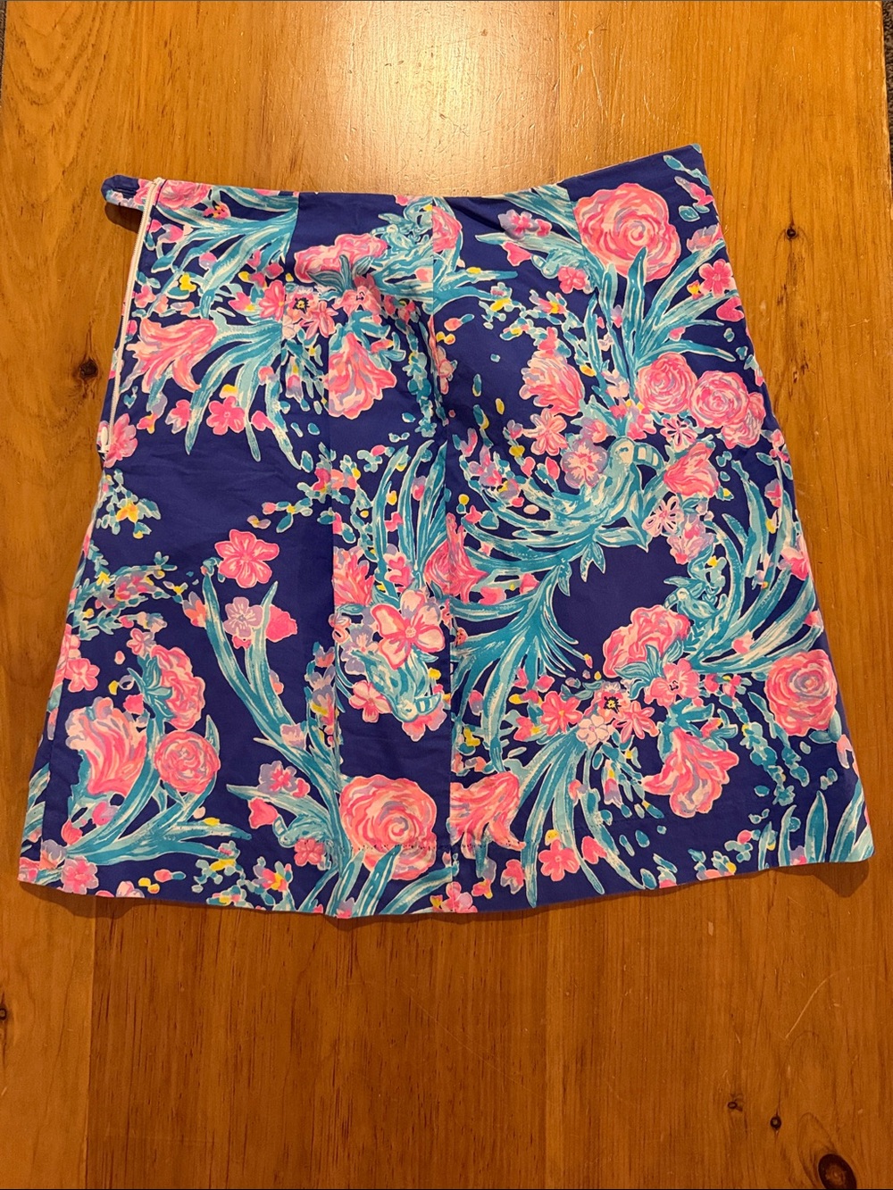 Lilly Pulitzer Navy Skirt with Pink and Aqua Floral Print